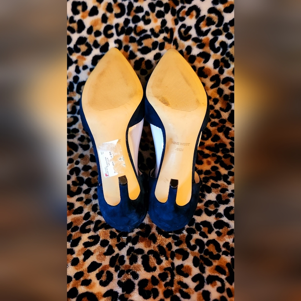 Nine West Teresa T-Strap Pumps in Navy Suede - Picture 16 of 16